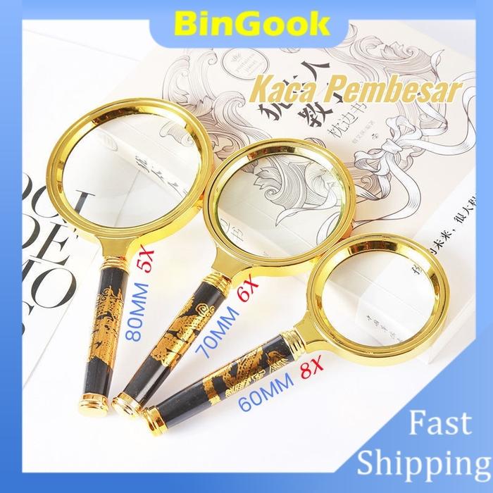 Kaca Pembesar 10X Diameter 60/70/80Mm Untuk Membaca Motif Naga Dragon Loupe Geologi