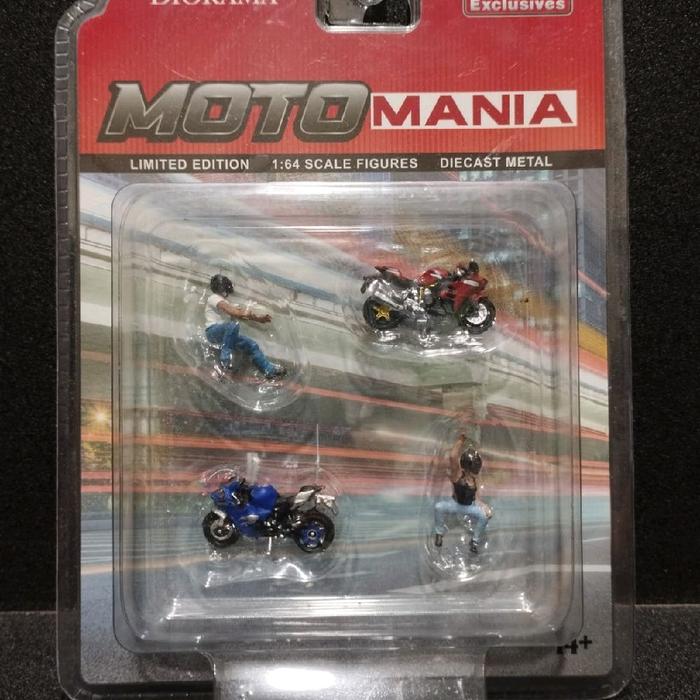 American Diorama Moto Mania Edisi Terbatas 1:64 Skala Figur Diecast Metal untuk Penggemar Motor