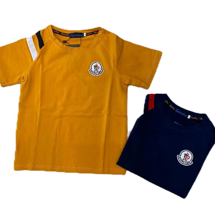 Moncler Kaos Anak Laki-laki Kuning & Biru Tua dengan Logo Moncler Kualitas Premium