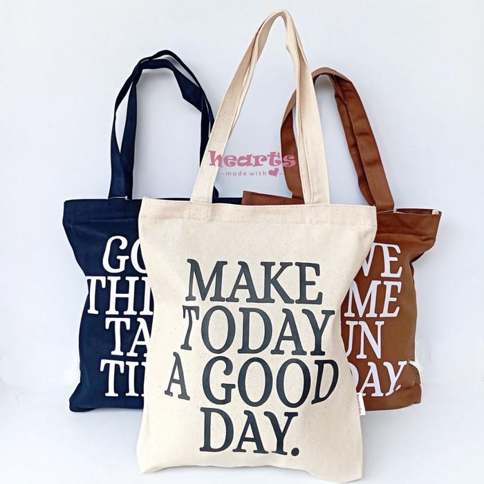 Tas Totebag Wanita Premium Resleting Kain Kanvas Hitam Coklat Putih Polos