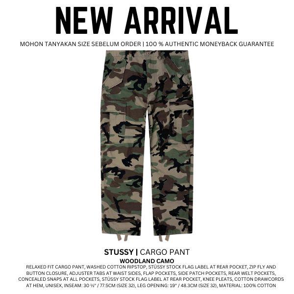 Stussy | Cargo Pant Woodland Camo Celana Cargo Pria Wanita Unisex Original 100%