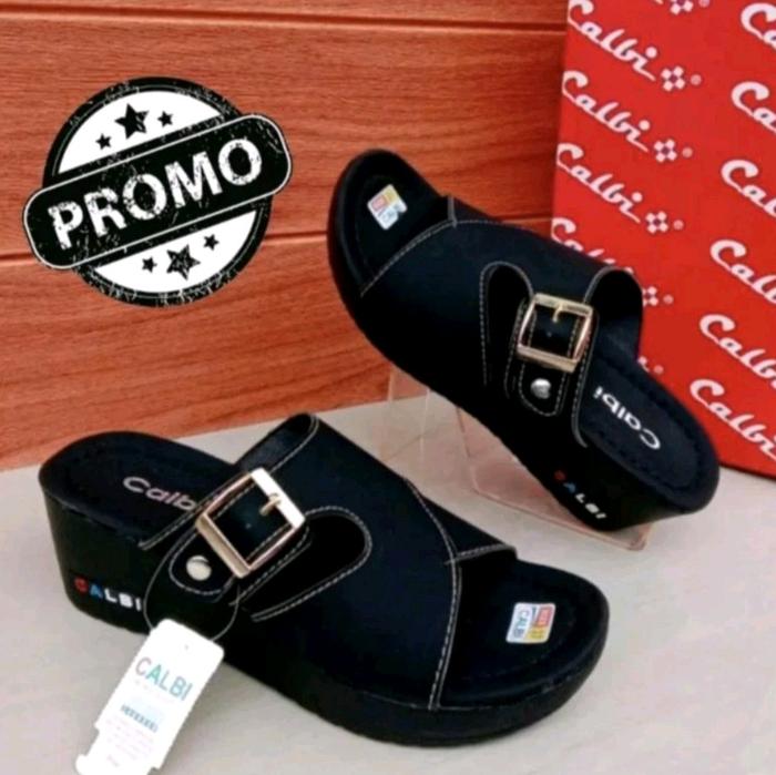 Sandal Wanita Wedges Calbi model Gesper slop