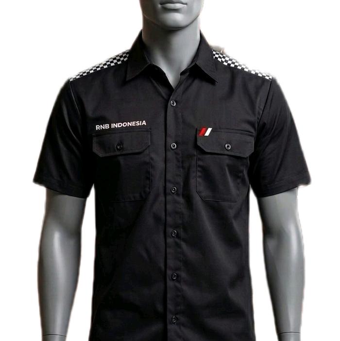 Kemeja Pria/wanita RNB Indonesia Hitam Lengan Pendek