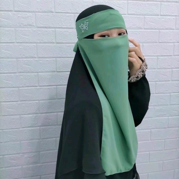 Cadar Niqab Bandana Amalia Kupu/Cadar Bandana Kupu 29 Warna Cantik/Cadar Niqab Nyaman Hitam Ceruty A