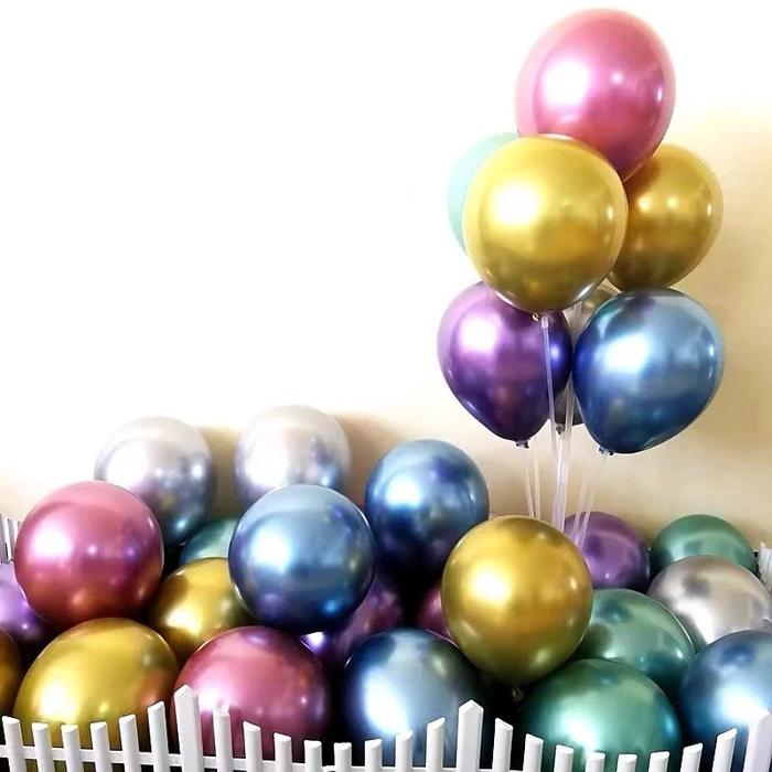 ( RSY ) Balon latex metalik chrome / balloon chrome 12inch per pack isi 50pcs