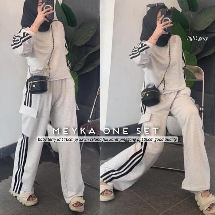 Moslem Meyka One Set Set Wanita Kekinian 2023 Atasan + Celana One Set Wanita Matt Babytery Fashion W