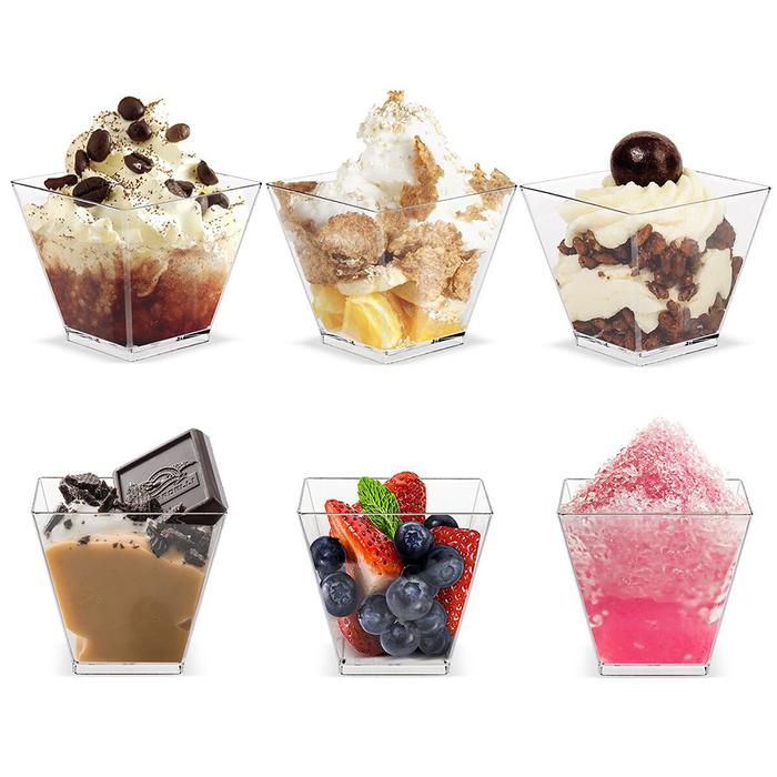 50pcs Square Dessert Cup Kitchen Decor Square Mini Dessert Cups with