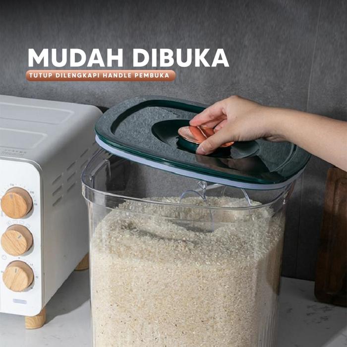 Living Mall Dispenser Beras Transparan 5Kg 10Kg Tempat Beras E50-E51 Rice Bucket / Tempat Penyimpan