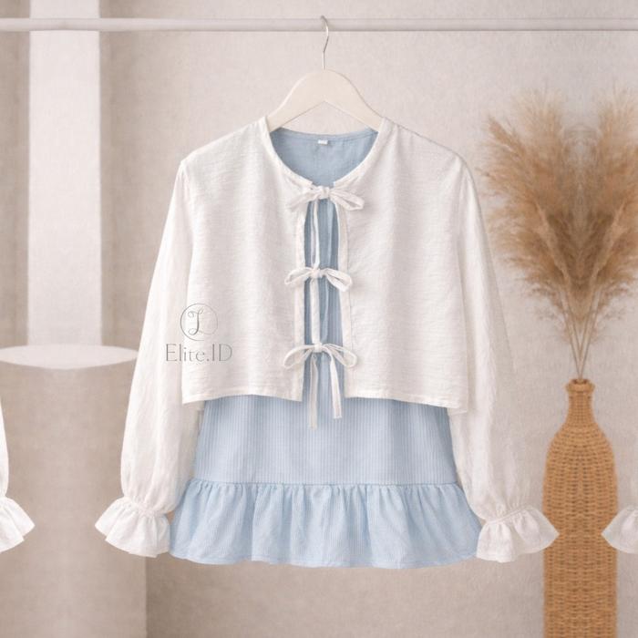 ELITE.ID - Wicha Outer Crop Polo Linen Coquette Cardigan Tali Pita