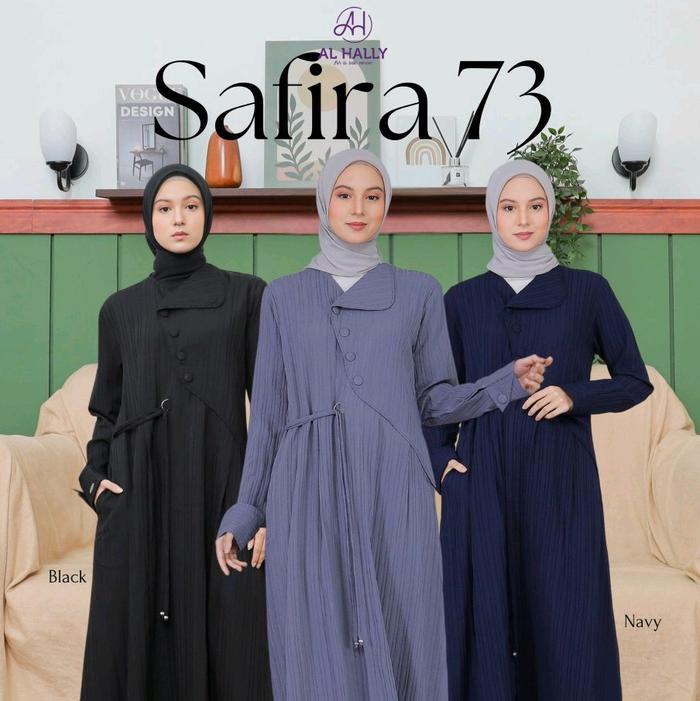 AlHally Safira 73 Hitam, Navy, Grey Gamis Polos Rubicon Terlaris Original - Best Seller - Muslim, Dr