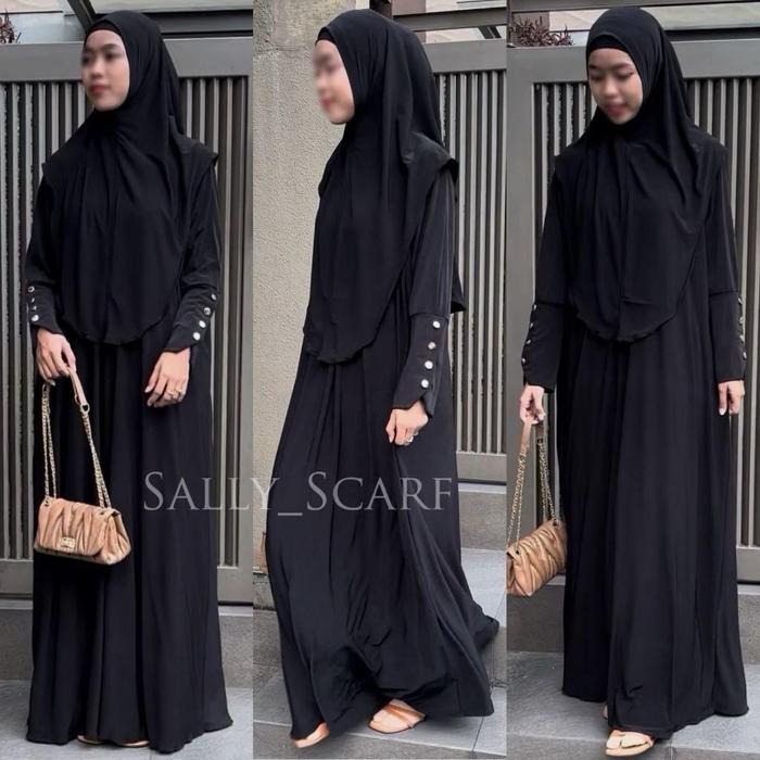 Yura Abaya set gamis plain daily by Sally Scarf
