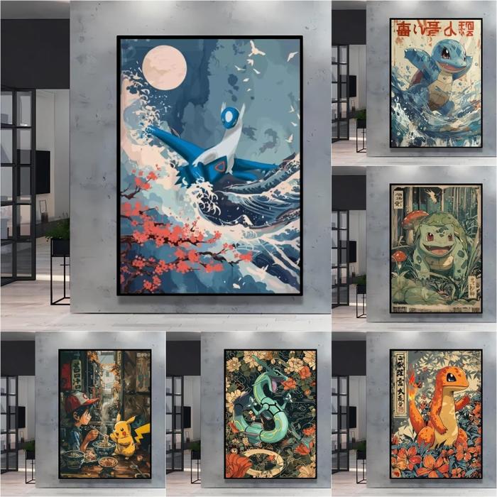 Classic Anime Pokemon Squirtle Latios Poster Hd Canvas Prints Cartoon Character Home Living Room Wal