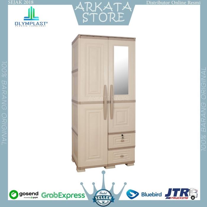 OTC 2P MODERN / SCOC 2P - LEMARI PLASTIK/ LEMARI PAKAIAN 2 PINTU CERMIN + LACI OLYMPLAST GANTUNG - H