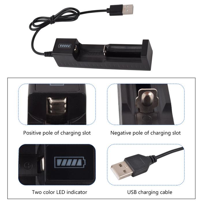 USB Battery Charger 1 Slot 18650 Smart Lithium Battery Charger for