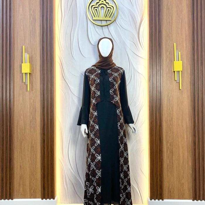 Qonita Batik Gaun Ryana Sogan - Gaun Batik Sogan Klasik