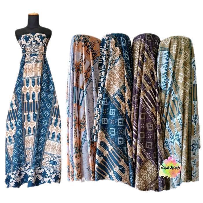 Kain  motif Meteran Bahan wolfis motif Etnik Arabela - Lebar 150cm - Harga 25rb/Meter - Varian Warna