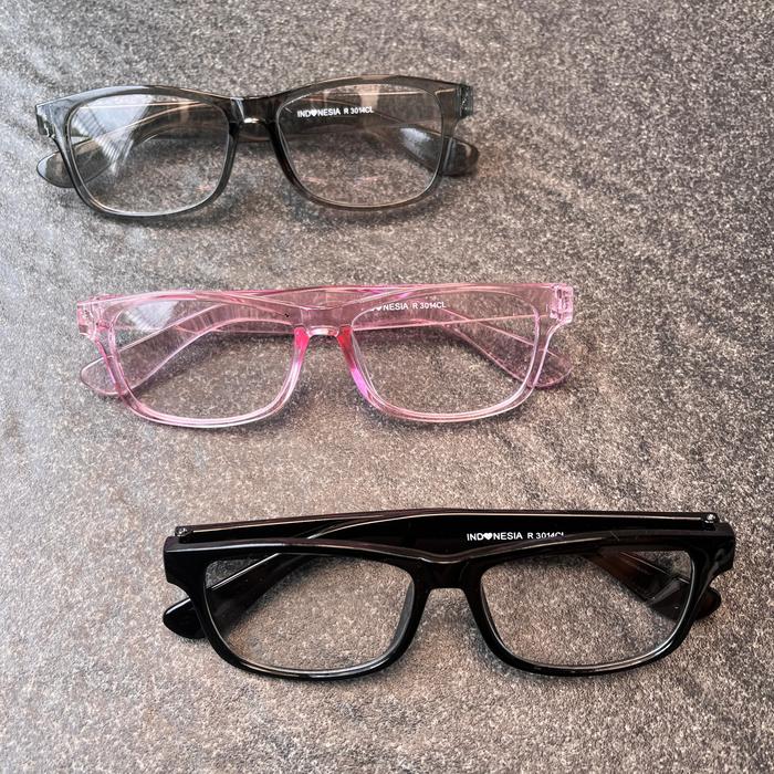 KACAMATA GAYA LENSA NORMAL FRAME WARNA UNISEX FULL SET BOX - R3014CL