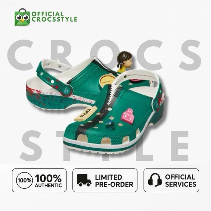 CROCS CLASSIC SQUIDGAME UNISEX 100% ORIGINAL Sepatu Sandal Asli untuk Pria dan Wanita Gaya Sehari-ha