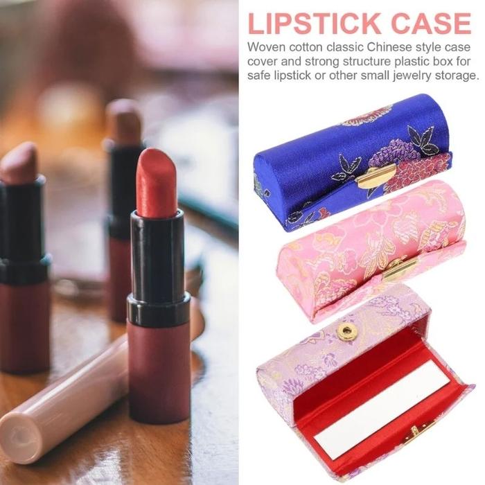 ShoppingHappyId 1Pc Kotak Lipstik Makeup Vintage Retro Bordir China Cheongsam Shanghai