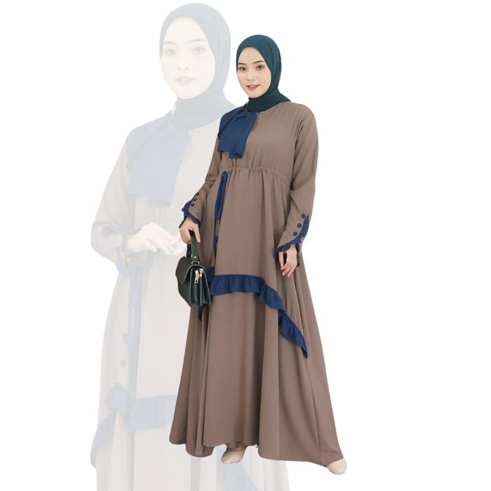 Sukahijab-Amberly Dress-Bahan Mexicola-Gamis Basic Layer Syari Muslim Ruffle Simple Wudhu Busui Frie