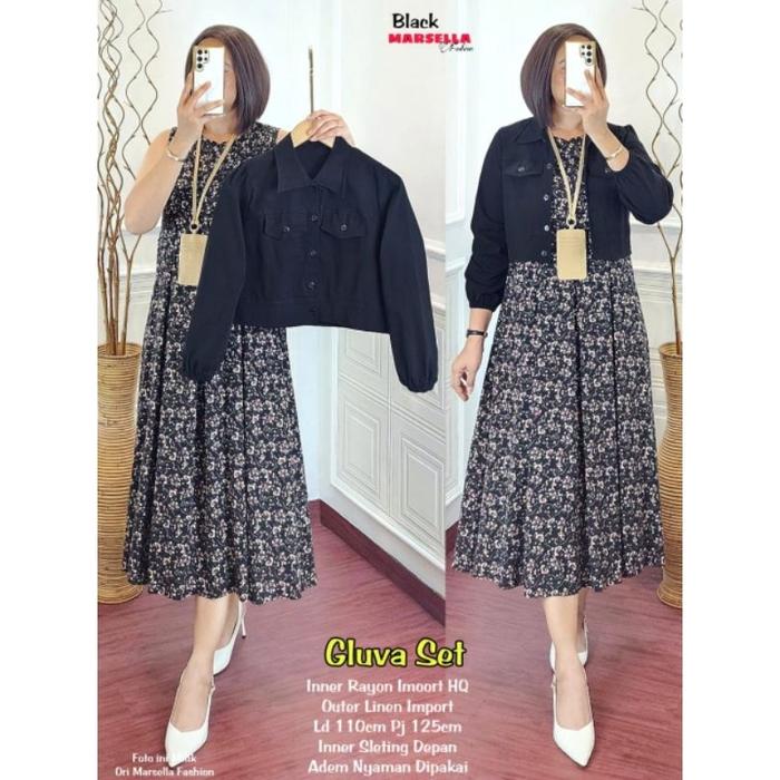 Gluva Gamis Outer Set By Marsela Jaket Jeans Crop Gamis Susun Dress Gamis Jaket Warna Warni Gamis Ju