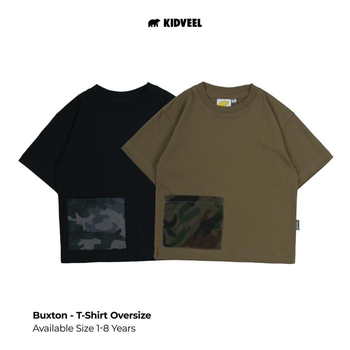 KIDVEEL Buxton Kaos Anak Oversize - T-Shirt Saku Katun Combed Laki Laki Perempuan Unisex