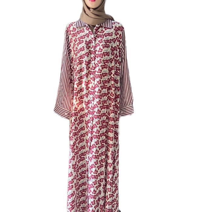 Gamis Dress Midi Salur Motif Rayon