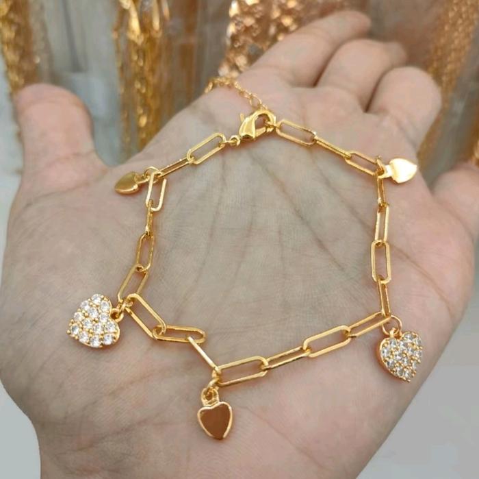 Gelang rantai dewasa paperclip motif love yaxiya jewelry