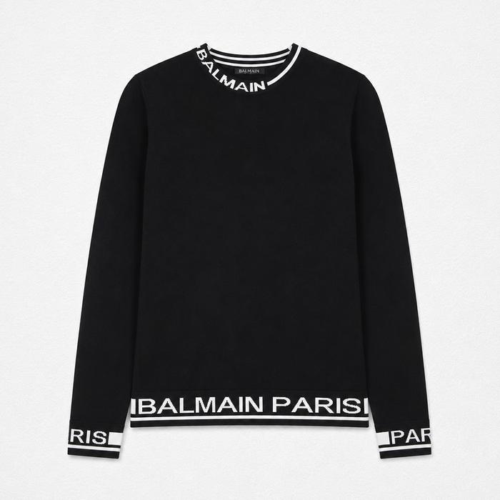 Sweater BALMAIN TEXT LINE BOTTOM WHITE BLACK SWEATSHIRT 100% ORIGINAL
