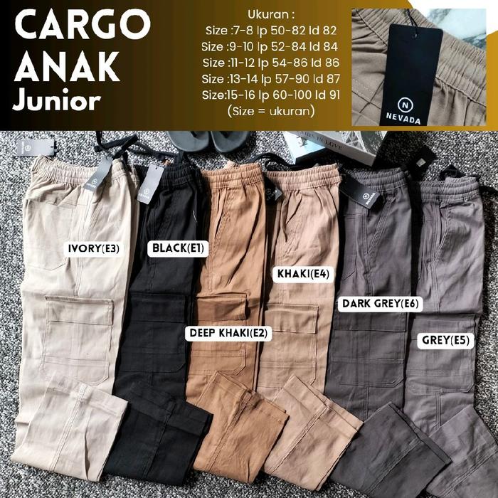 Nevada Celana Cargo Panjang Anak Junior Unisex Usia 7-16th - MBokyul Branded - Fashion