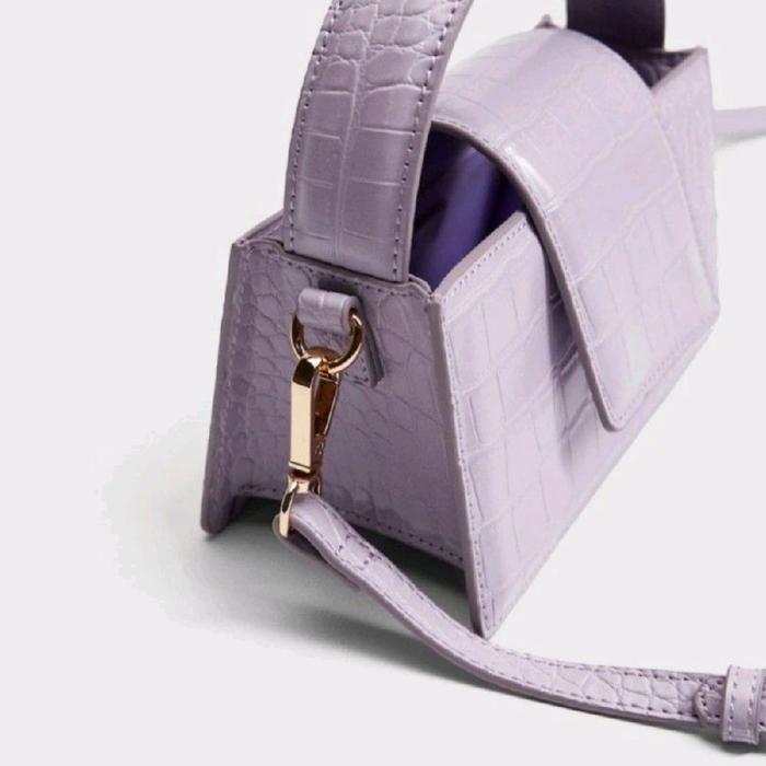 Mango Ursula Cross Body Bag Mini Croco Sling Bag Lilac Original Tas Selempang Wanita