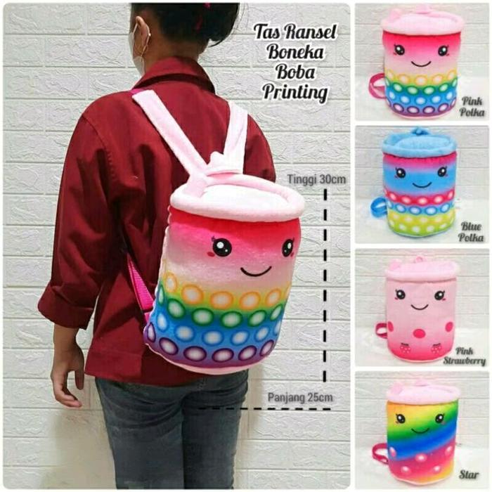Tas ransel anak boneka fashion motif boba Backpack