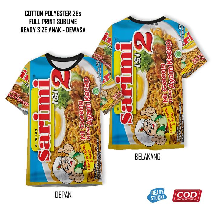 Kaos Sarimi Isi 2 Soto Iga Ayam Bawang Kremes Kecap Full Printing Keren | Baju Mie Goreng Rebus Anak