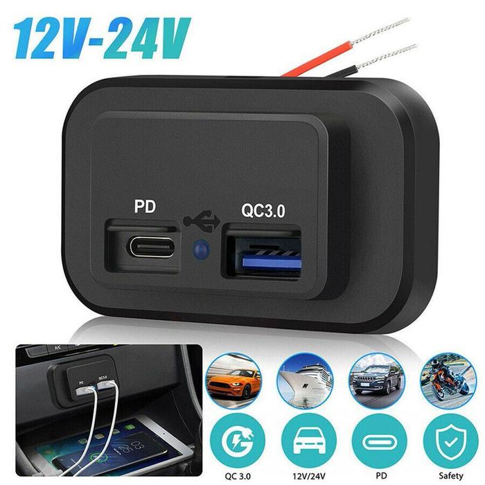 Dual USB PD Car Charger Socket USB Charging Outlet Power Adapter for