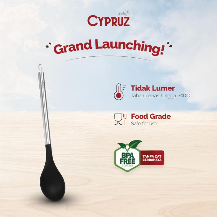 Cypruz Kitchen Utensil Spatula Silicone Black Series