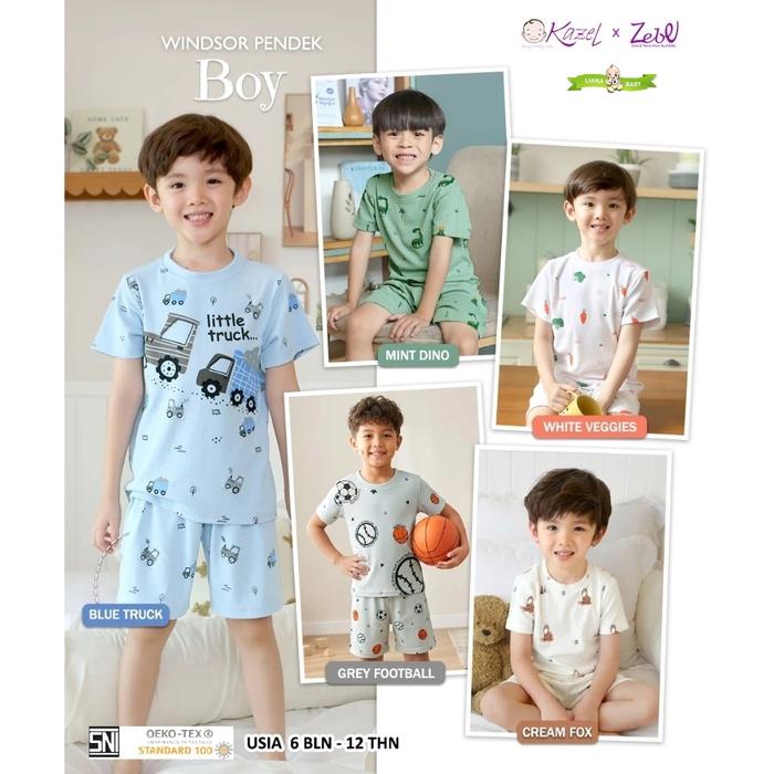 KZL105 KAZEL X ZEBE SETELAN PENDEK ANAK LAKI LAKI MOTIF BOY WINDSOR NEW EDITION (1 STEL) 6bln - 12Th
