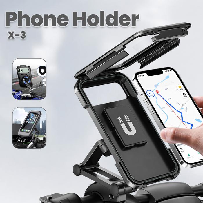 Amunra X-3-3 - Holder Hp Motor Versi Stang Motor Universal Bracket Holder Praktis dan Mudah Dipasang