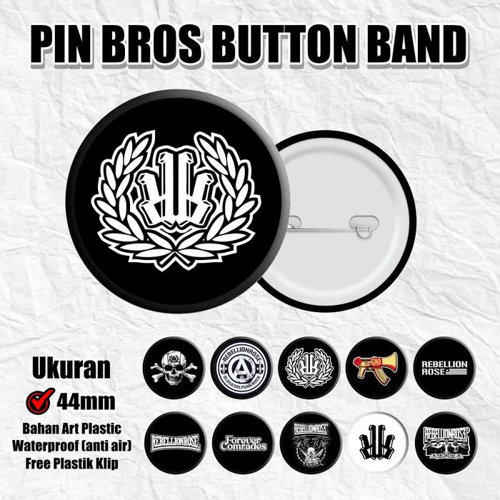 HitakaStory Pin Bros Bulat REBELLION ROSE Pin Bros Custom 44mm – Simple, Stylish, Cocok untuk Akseso