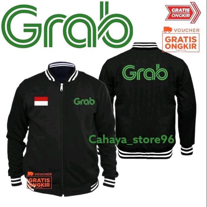 Jaket Hoodie Varsity gRAb/ Jaket Driver Online / Jaket Hitam Terlaris / Kualitas Terbaik