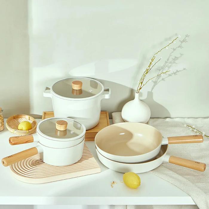 Ceramic Non Stick Pot Set Pan Fry Pan Stew Pot Electromagnetic Stove Gas Stove Universal Kitchen Sin