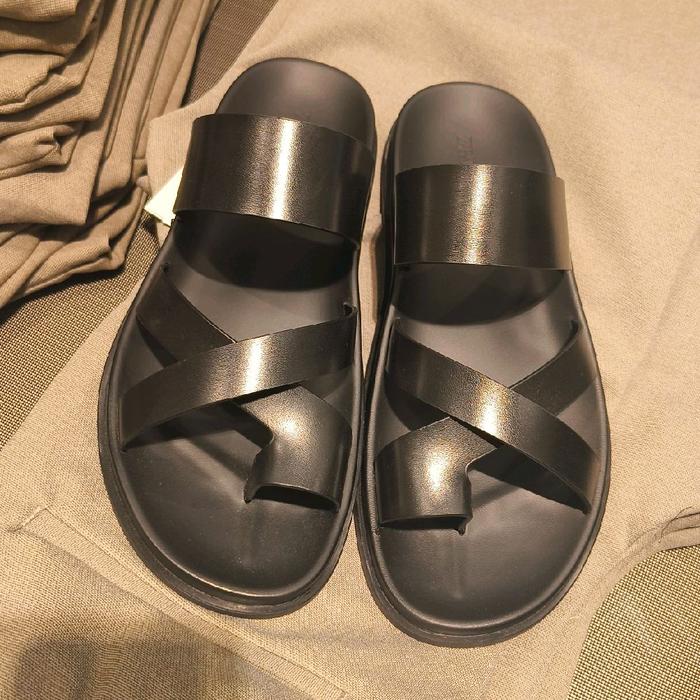 Sandal Zara Pria Motif Multi Tali Original Hitam