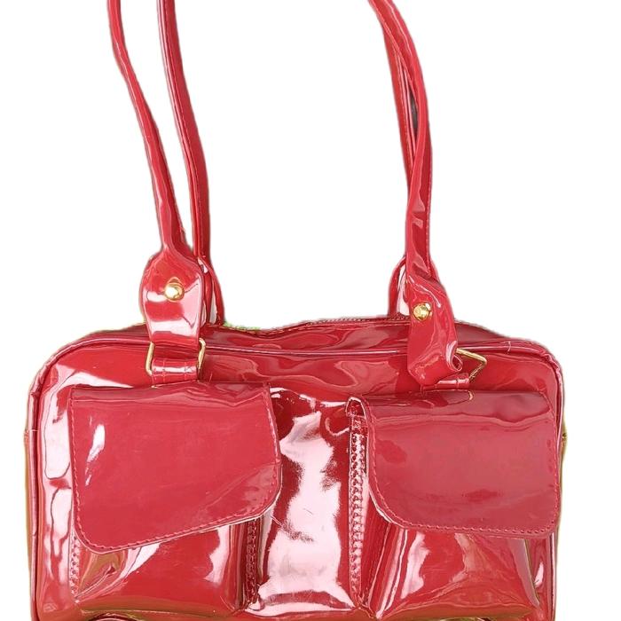 Tas Selempang Bahu wanita maroon glossy