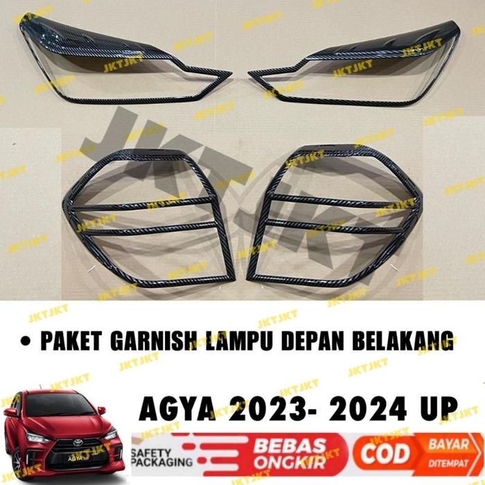 Paket Garnish Lampu Depan Belakang Agya 2023 2024 2025 GR SPORT Chrome Hitam Carbon .