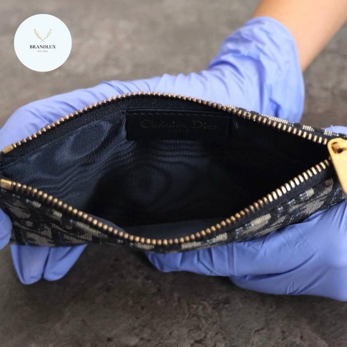 DIOR SADDLE WALLET ON CHAIN / WOC IN BLUE OBLIQUE