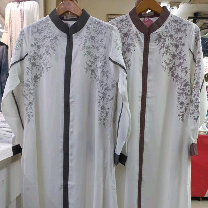 SET GAMIS LAROSA PUTIH BORDIR   /  DRESS GAMIS LAROSA BUSANA  BORDIR MIX PAYET 31.106 SET HIJAB  /  