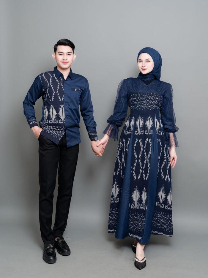Ghania Baju Tenun ( Alluna Tenun Couple Blue )