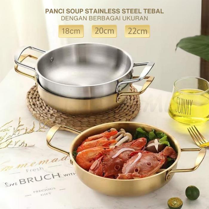 Panci Ramen Korea Noodle Pot Stainless Steel/Noodle Soup Pot Stainless/Panci Emas Korea Ramen