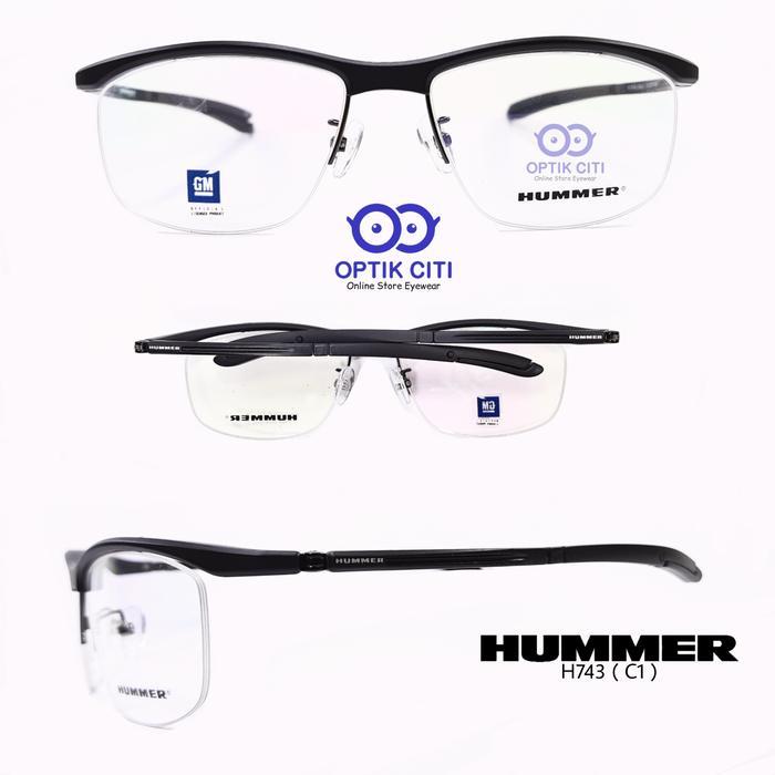 Frame Kacamata Pria Original Hummer 743 Sporty Half Frame Size Besar Terbaru