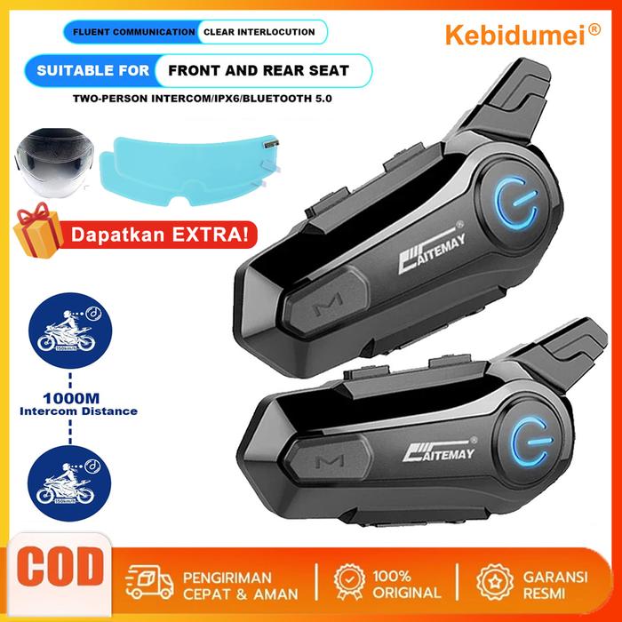 [Ready stock] E1 Intercom Helm Bluetooth 5.0 Headset For 2 Rider Intercomunicador Moto Interphone Wi