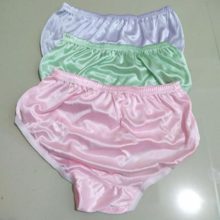 12 Pcs Celana Dalam Wanita Satin Licin / Cd Perempuan Lusinan